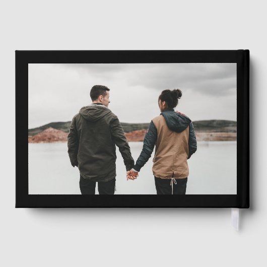 ECHT GOUD | Zwart Moderne kalligrafie foto bruilof Gastenboek (Achterkant)