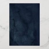 Echt gouden folie bloemrijke kanten script Navy tr Folie Uitnodiging (Achterkant)