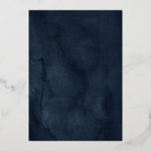 Echt gouden folie bloemrijke kanten script Navy tr Uitnodiging (Achterkant)