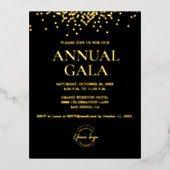 Echt Gouden folie confetti op zwart Custom logo Ga Folie Uitnodiging Briefkaart (Voorkant)