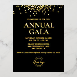 Echt Gouden folie confetti op zwart Custom logo Ga Folie Uitnodiging Briefkaart