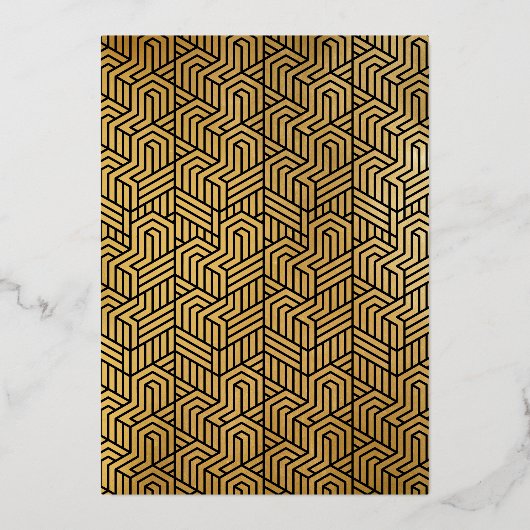 Echt Gouden Folie Gatsby Roaring 20s Verjaardagsfe Folie Uitnodiging (Achterkant)