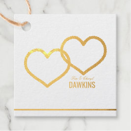 Echt Gouden Folie Gekoppelde Harten Bedankjes Labels