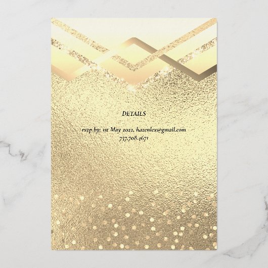 ECHT GOUDEN FOLIE Glamoureuze uitnodiging (Achterkant)