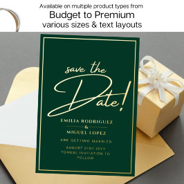 Echt Gouden Folie Groen Save the Date Trouwkaart Uitnodiging