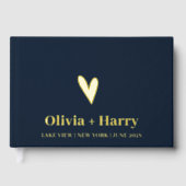 Echt Gouden Folie Hart Elegant Modern gastenboek (Voorkant)