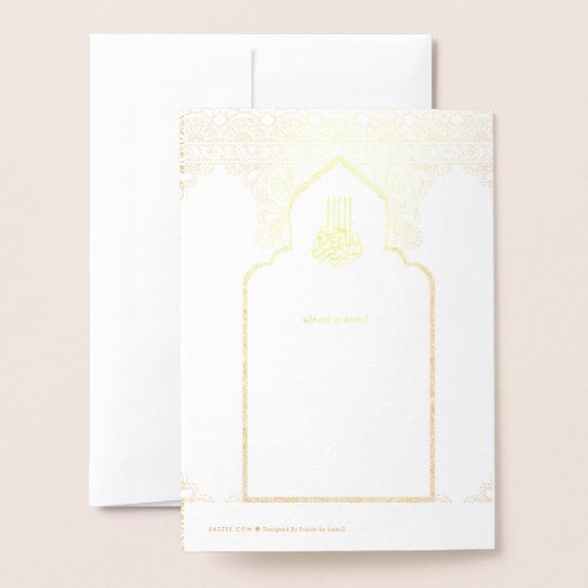 ECHT Gouden Folie Islamitische Trouw Uitnodiging N (Met envelop)