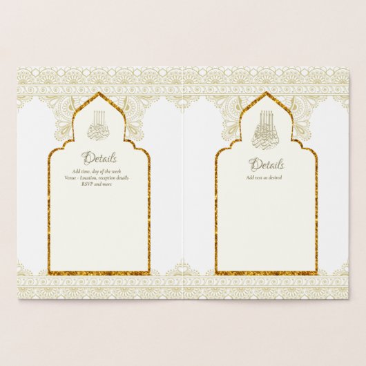 ECHT Gouden Folie Islamitische Trouw Uitnodiging N (Binnen)