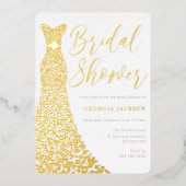 Echt Gouden Folie Jurk Modern Vrijgezellenfeest Folie Uitnodiging (Voorkant)