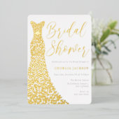 Echt Gouden Folie Jurk Modern Vrijgezellenfeest Folie Uitnodiging (Staand Voorkant)