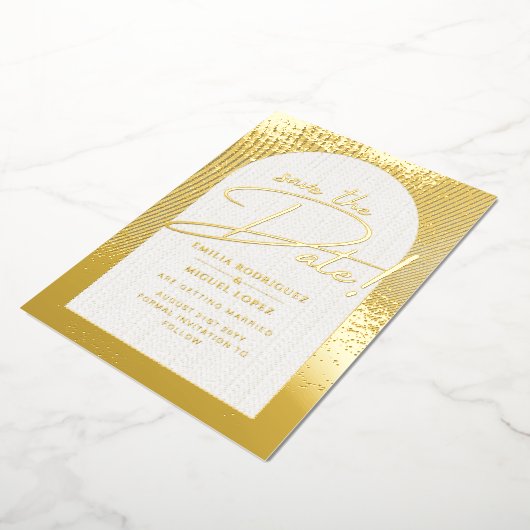 Echt gouden folie moderne trouwdatumkaart LeahG Folie Uitnodiging (Gedraaid)