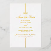 Echt gouden folie monogram trouw save the date uitnodiging (Voorkant)