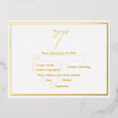 Echt Gouden Folie Wit & Goud Huwelijk RSVP Folie Uitnodiging Briefkaart (Voorkant)