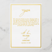 Echt Gouden Folie Wit & Goud Trouwbedankkaart Uitnodiging (Voorkant)