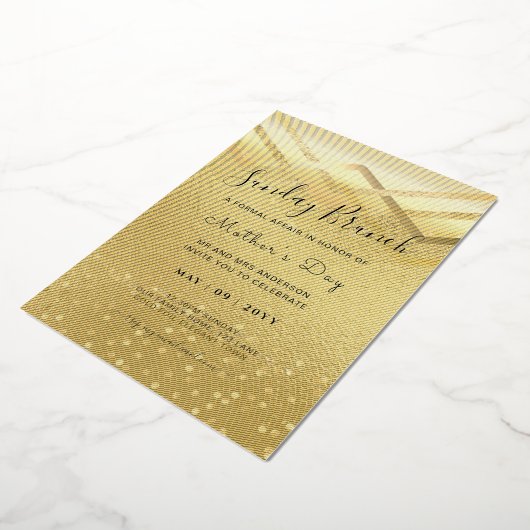 ECHT GOUDEN FOLIE Zondag Moederdag Breuk Folie Uitnodiging (Gedraaid)