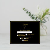 Echt Gouden Folie Zwart & Goud Huwelijk RSVP Folie Uitnodiging Briefkaart (Staand Voorkant)