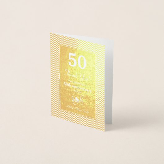 Echt gouden foliepatroon 50e Jubileum Dank u Folie Kaarten (Voorkant)