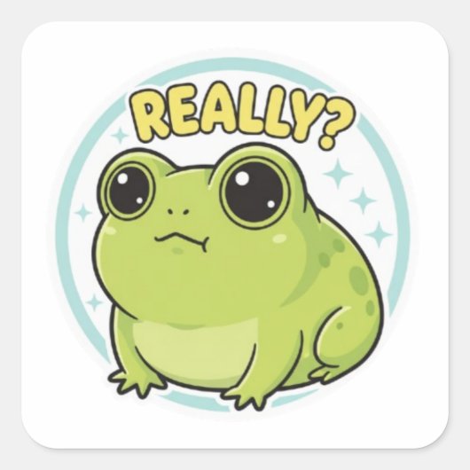 Echt Kikker Sticker Schattige Zijdelingse Blik Kik (Voorkant)