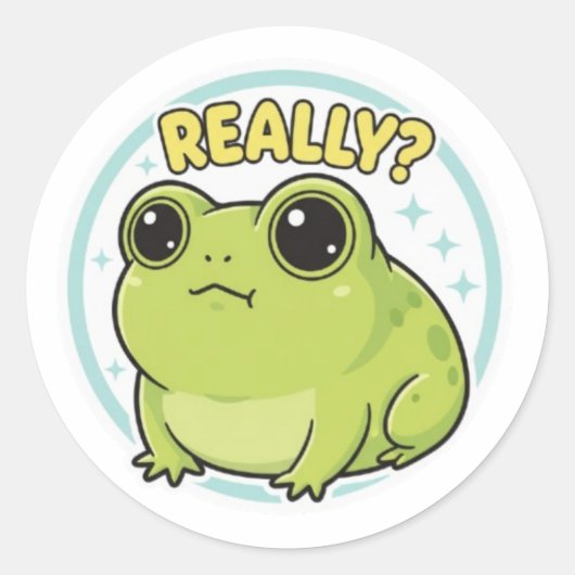 Echt Kikker Sticker Schattige Zijdelingse Blik Kik (Voorkant)