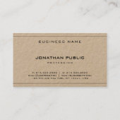 Echt Kraft papier Elegant Modern Minimalistisch Tr Visitekaartje (Achterkant)