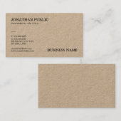 Echt Kraft papier Professioneel Modern Elegant Visitekaartje (Voorkant / Achterkant)