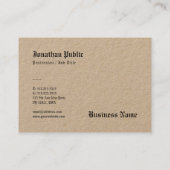 Echt Kraft papier professionele Sjabloon nostalgis Visitekaartje (Achterkant)