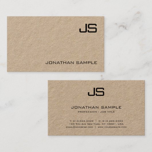 Echt kraftpapier-document Modern Professioneel Mon Visitekaartje (Voorkant / Achterkant)