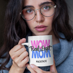 Echt Legit Wow Moeder Print (Roze & Blauw) Koffiemok
