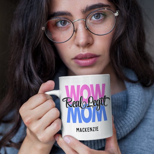 Echt Legit Wow Moeder Print (Roze & Blauw) Koffiemok