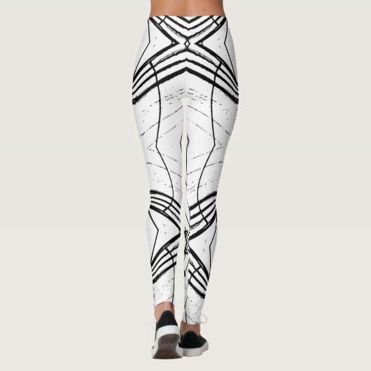 Echt leuk, slanke, abstracte B&W-leggings! Leggings (Achterkant)