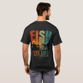 Echt Leven Vintage Zonsondergang Vissen T-shirt