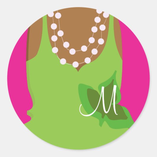 Echt  Meisjes Monogram Ronde Sticker (Voorkant)