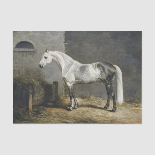 Echt (niet AI) Dapple Grey Paardenschilderij Tissuepapier (Voorkant)