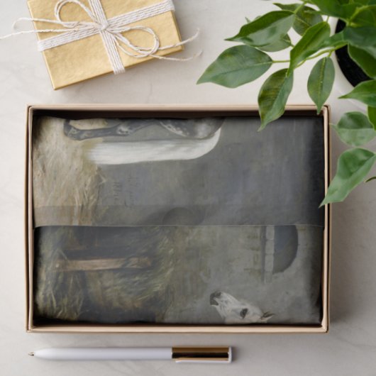Echt (niet AI) Dapple Grey Paardenschilderij Tissuepapier (Geschenk)