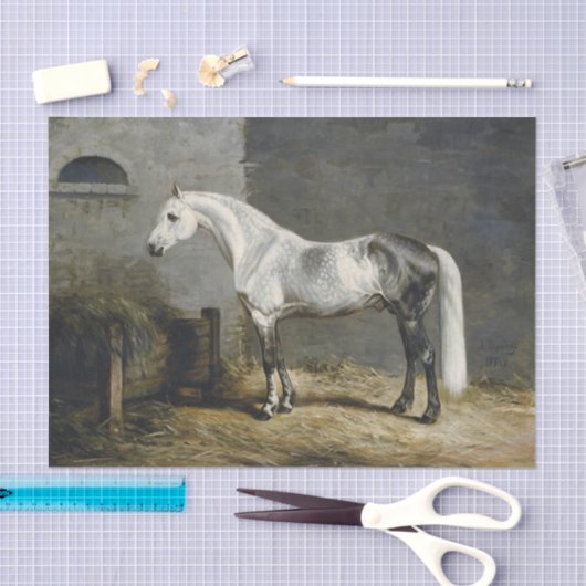 Echt (niet AI) Dapple Grey Paardenschilderij Tissuepapier (Craft)