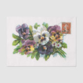Echt (niet AI)  Pansies & Stamp Briefkaart Tissuepapier (Voorkant)