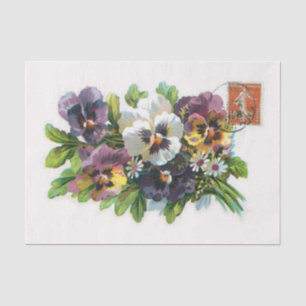 Echt (niet AI)  Pansies & Stamp Briefkaart Tissuepapier