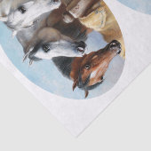 Echt (niet AI) Victoriaans drie paarden schilderij Tissuepapier (Detail)