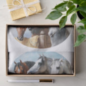 Echt (niet AI) Victoriaans drie paarden schilderij Tissuepapier (Geschenk)