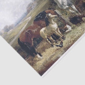 Echt (niet AI) Victoriaans Paarden Schilderen Tissuepapier (Detail)