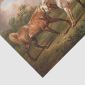 Echt (niet AI) Victoriaans Schilderen van 3 Paarde Tissuepapier (Detail)