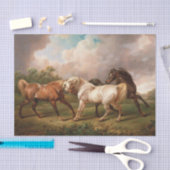 Echt (niet AI) Victoriaans Schilderen van 3 Paarde Tissuepapier (Craft)