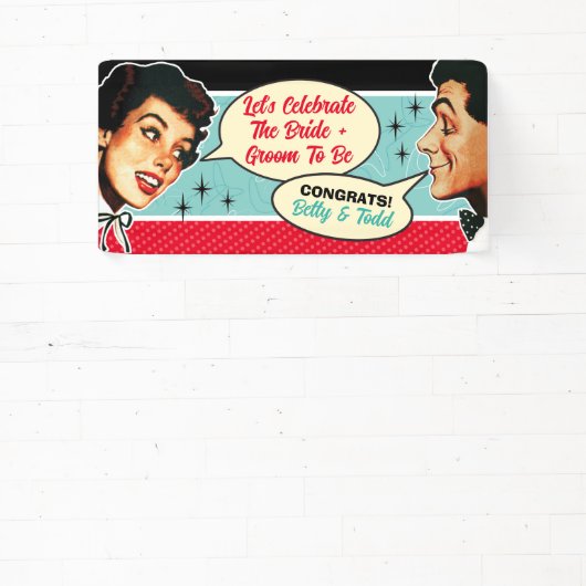 Echt retro koppels bruiloft douche banner (Insitu)