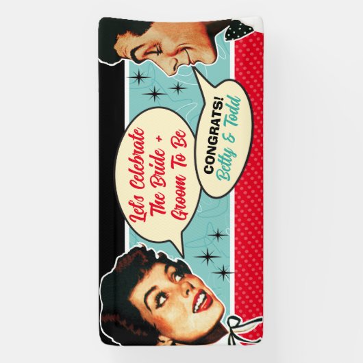 Echt retro koppels bruiloft douche banner (Verticaal)