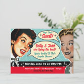 Echt retro koppels douche uitnodiging- Gals Kaart (Staand voorkant)