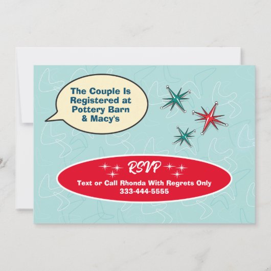 Echt retro koppels douche uitnodiging- Gals Kaart (Achterkant)