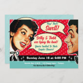 Echt retro koppels douche uitnodiging - rood (Voorkant / Achterkant)