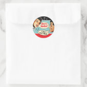 Echt Retro koppels Trouwdouche Ronde Sticker (Tas)