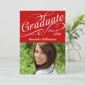 Echt rood W/Zwiry Script Celebrate Afstuderen Kaart (Staand voorkant)