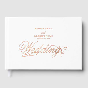Echt Roos Gold Folie Elegante Luxe Witte Huwelijk Gastenboek